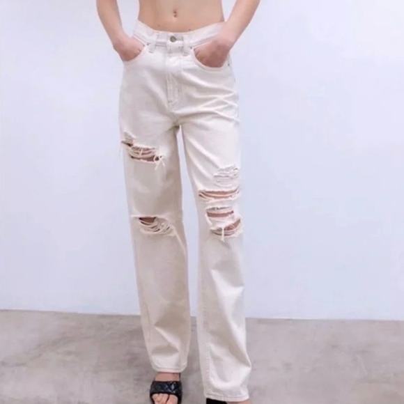 Urban Outfitters BDG High Rise Distressed Baggy Jeans in Speckled Ecru - Picture 8 of 16